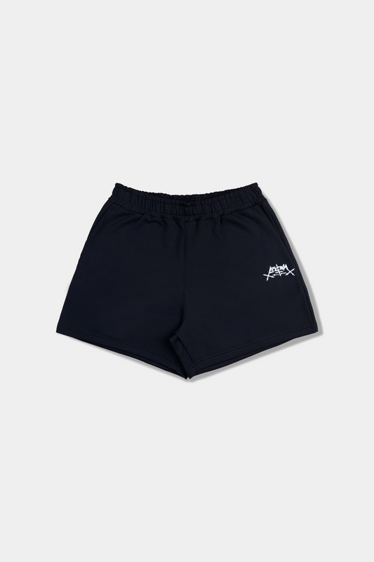 Shorts preto Iara’s Opera em moletom em vista frontal