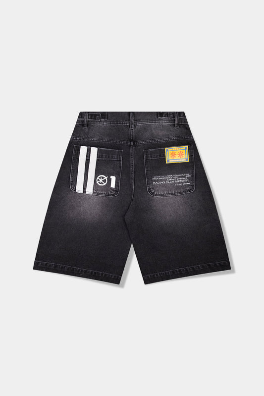Racer Denim Long Shorts
