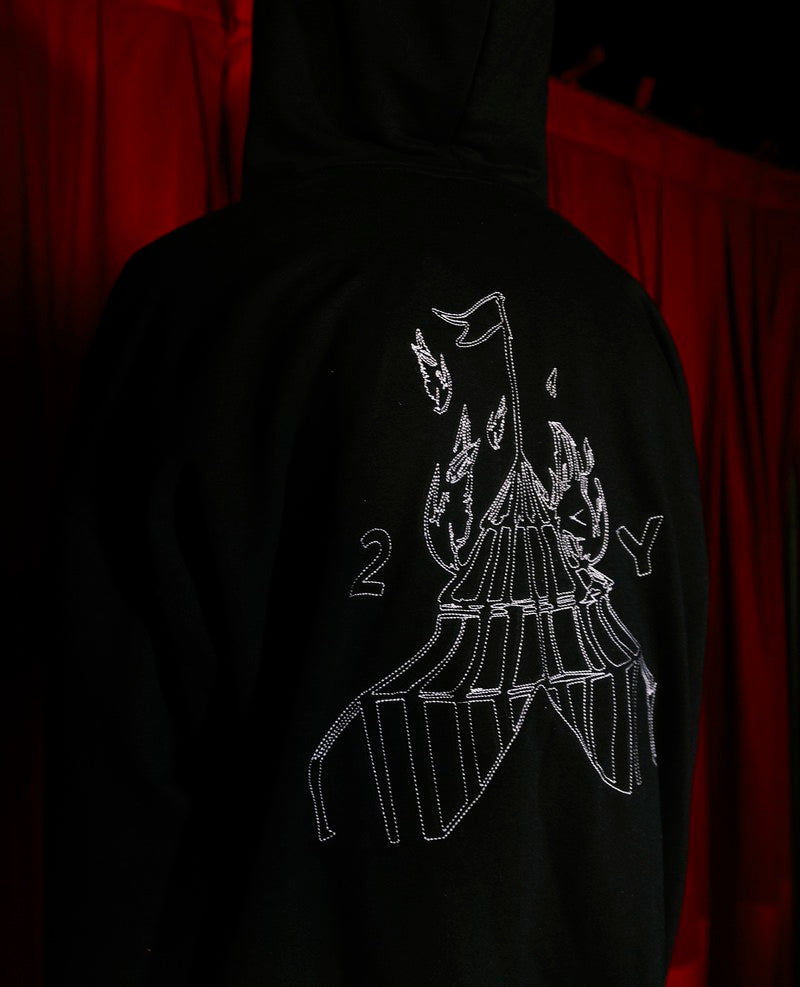 Embroidered Scimmie Zip Hoodie