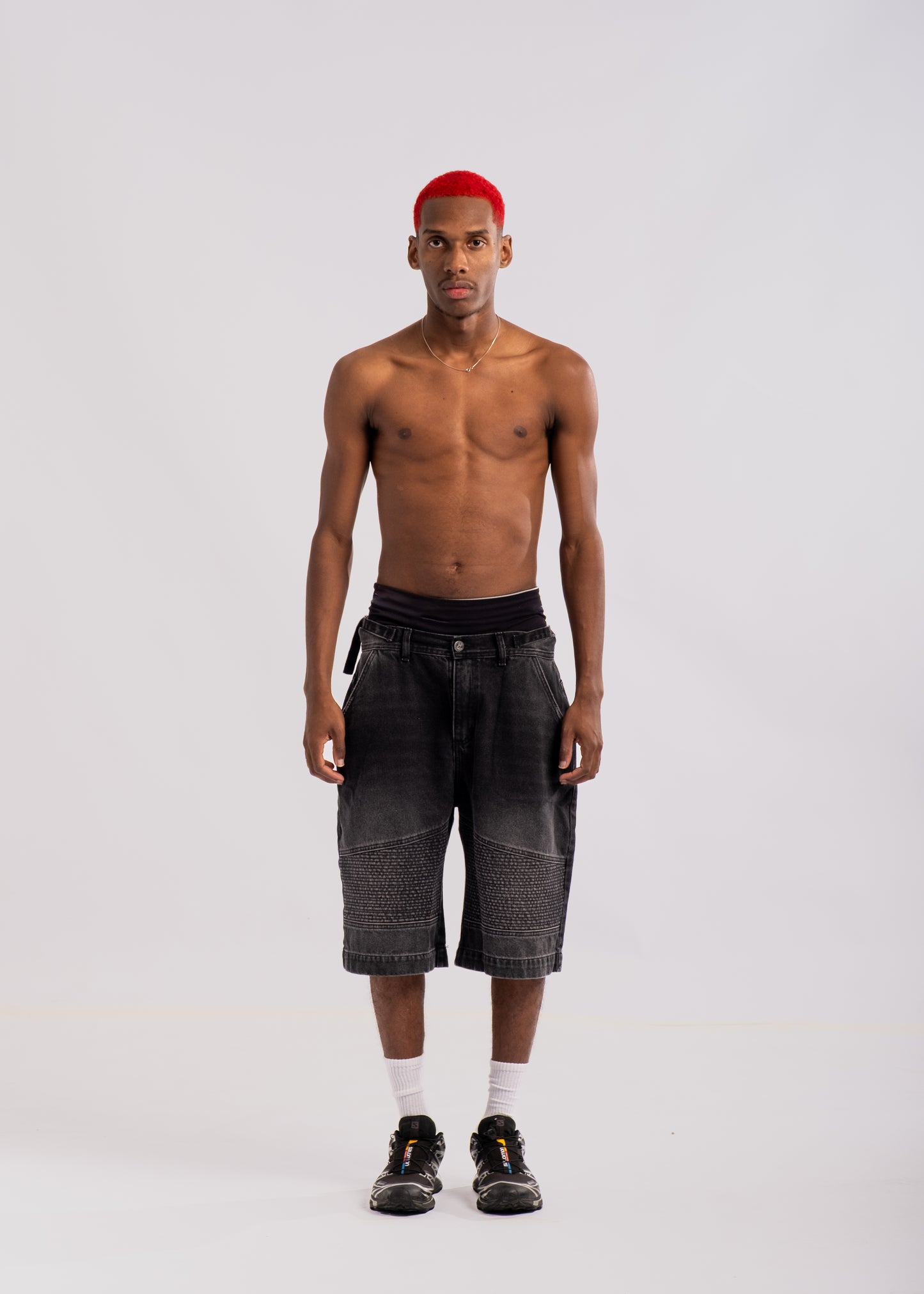 Racer Denim Long Shorts