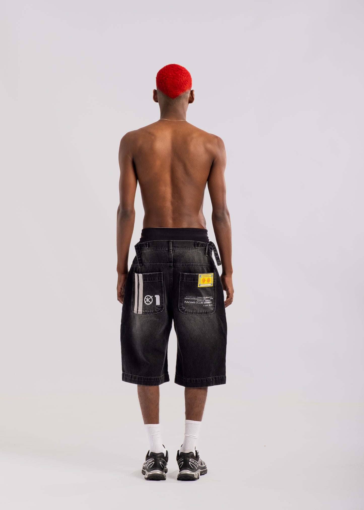 Racer Denim Long Shorts