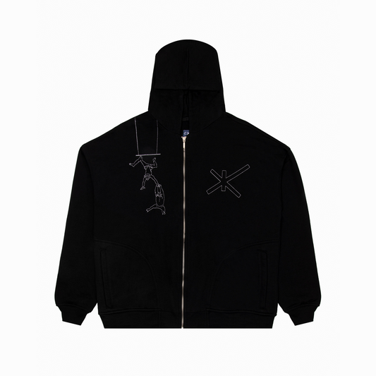 Embroidered Scimmie Zip Hoodie