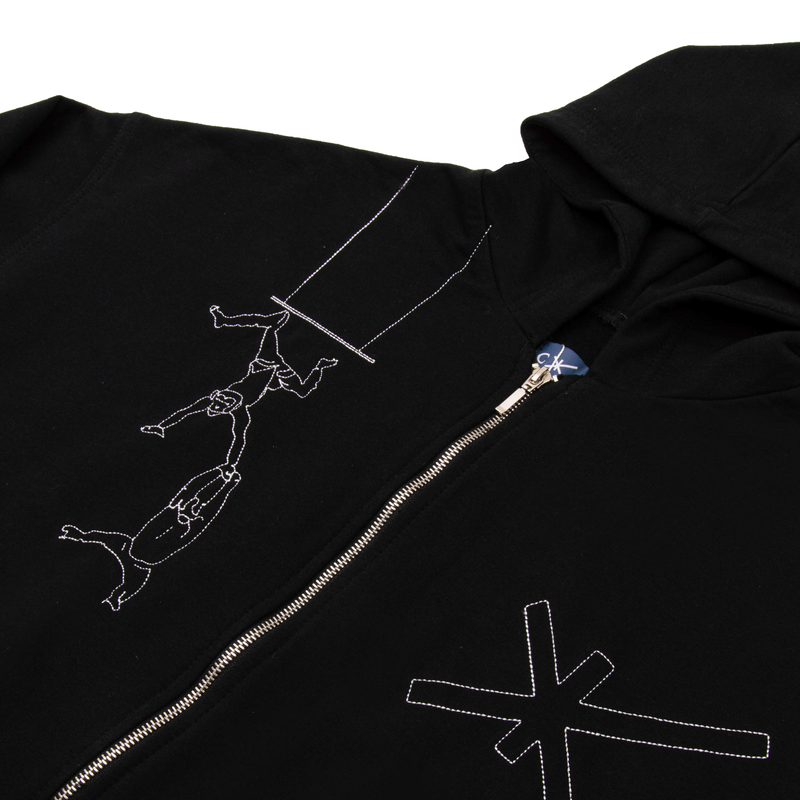 Embroidered Scimmie Zip Hoodie