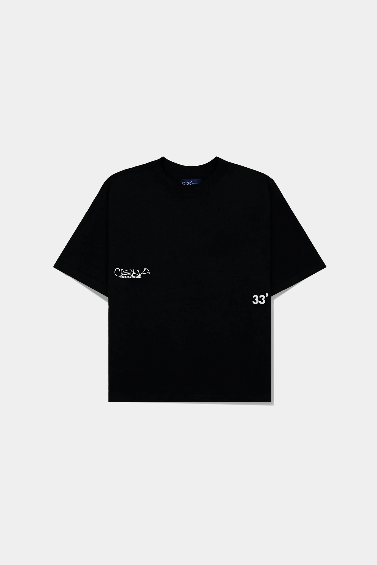 Camiseta Joker Figure Classic Tee preta deitada, frente com o lettering Ciena e o numero 33