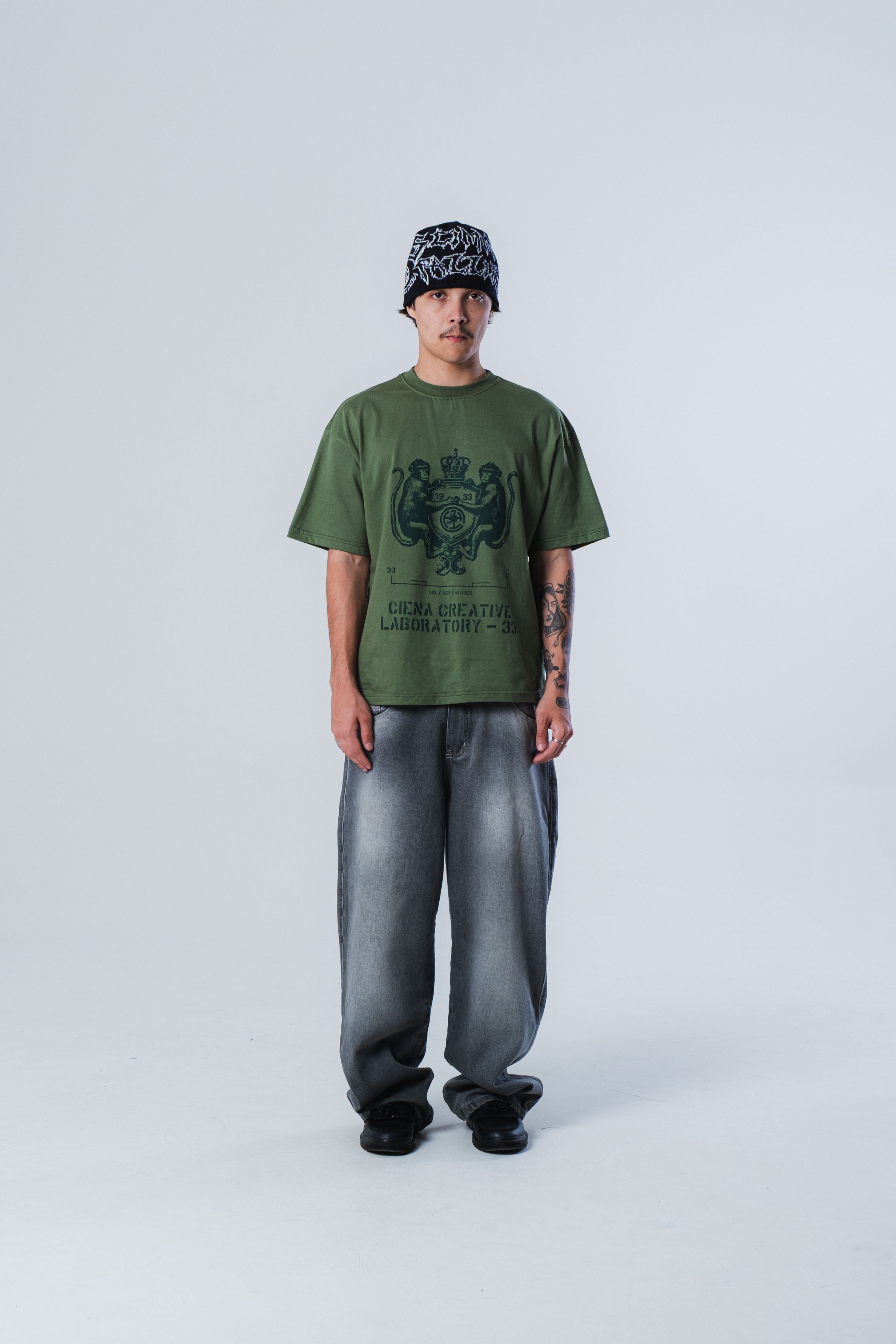 トップス echeveria Brembana vintage fabric shirt1 Coat of Arms Green Heavy Tee | CIENA